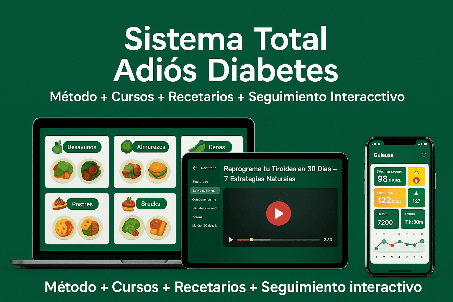 Banner del Sistema Total Adiós Diabetes: método + cursos + recetarios + seguimiento interactivo